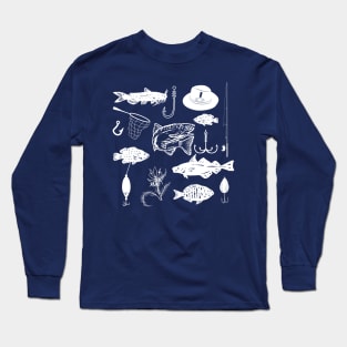 Fishing Doodles Long Sleeve T-Shirt